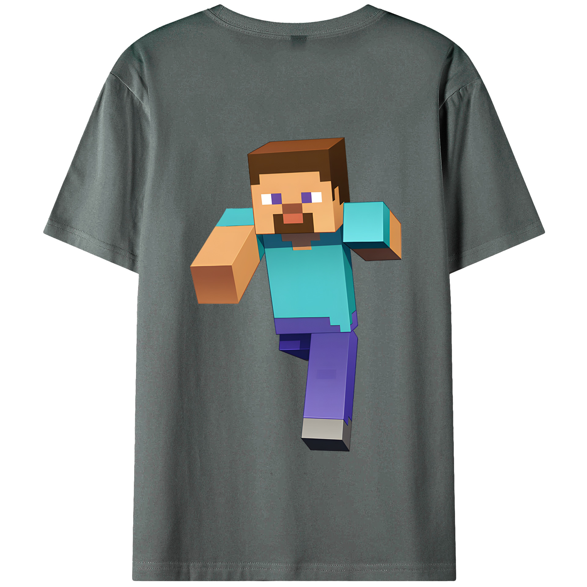 （画像用） マインクラフト ブロックの世界 Minecraft MC Block world 綿100％ メンズ半袖Tシャツ（バックプリント） 通気性